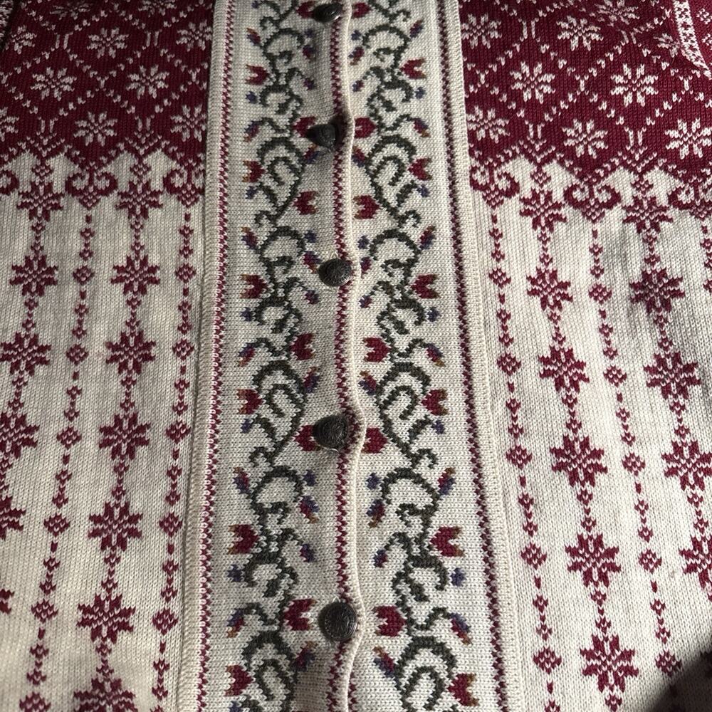 Cherry Lewis Wool Cardigan Sweater Women's Medium Knit Vintage Floral England - Picture 5 of 6